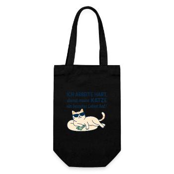 Motivational Cat Illustration with Humor - Gift Bag for Bottles - black - Front