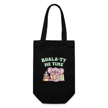 Cute Koala Reading A Book Koala-ty Me Time Pun - Gift Bag for Bottles - black - Front