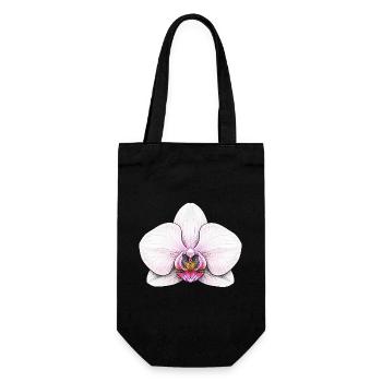 Elegante Orchideen-Illustration für Mode - Geschenkbeutel für Flaschen - Schwarz - Vorne