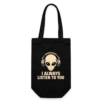 alien with headphones - Gift Bag for Bottles - black - Front