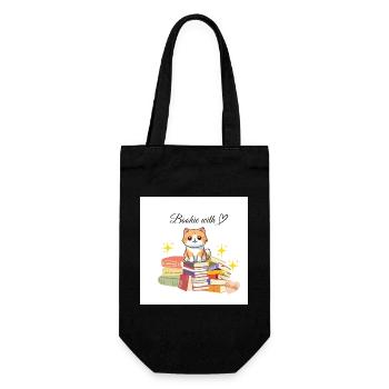 Bookie with heart - Gift Bag for Bottles - black - Front
