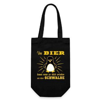 Bier Pinguin - Geschenkbeutel für Flaschen - Schwarz - Vorne