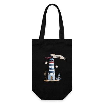 Lighthouse with sea creatures and banner - Gift Bag for Bottles - black - Front