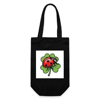 Kleeblatt mit Marienkäfer Design - Geschenkbeutel für Flaschen - Schwarz - Vorne