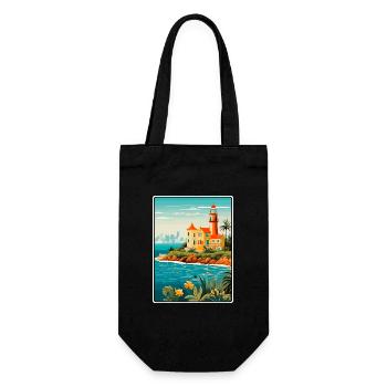 Cascais Portugal Vintage Reiseplakat Stadtlandschaft - Geschenkbeutel für Flaschen - Schwarz - Vorne