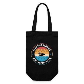 Retro Sonnenuntergang Wellenreiter - Geschenkbeutel für Flaschen - Schwarz - Vorne