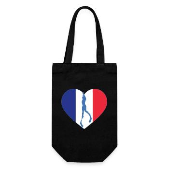 Frankreich Freitauchen Herz Flagge - Geschenkbeutel für Flaschen - Schwarz - Vorne