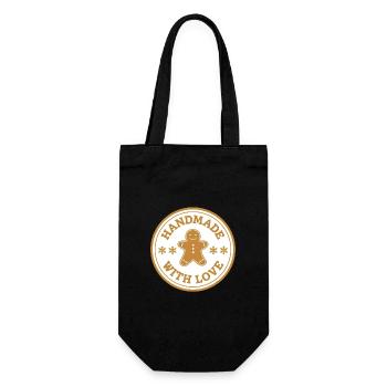 Gingerbread Emblem – Handmade with Love - Gift Bag for Bottles - black - Front
