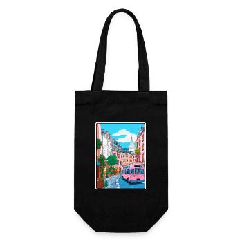 Montmartre Frankreich Vintage-Reiseplakat Stadtlandschaft - Geschenkbeutel für Flaschen - Schwarz - Vorne