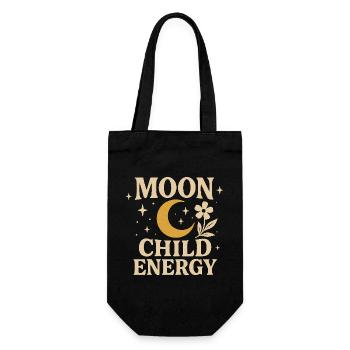 Moon and Flower Child Energy Design - Gift Bag for Bottles - black - Front