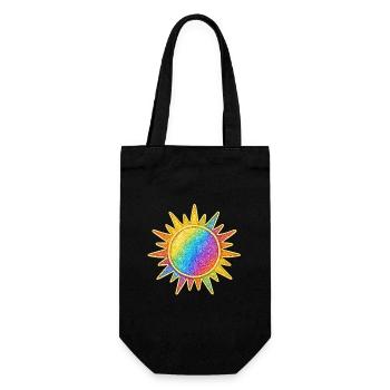 Vibrant Rainbow Sunburst Design - Gift Bag for Bottles - black - Front