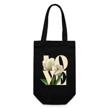 Élégant motif floral de tulipe crème - Sac à bouteille - noir - Devant