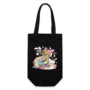 Capybara on Skate with Color Festival - Gift Bag for Bottles - black - Front