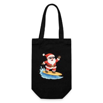 Cool Santa Surfer Christmas Design - Geschenkbeutel für Flaschen - Schwarz - Vorne