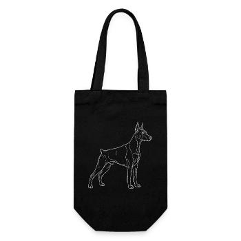 Dobermann Lineart – minimalistisches Hundemotiv - Geschenkbeutel für Flaschen - Schwarz - Vorne