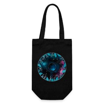 Galactic Leaf Wreath Motif - Gift Bag for Bottles - black - Front