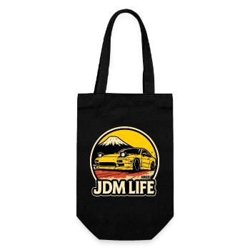 JDM Life Street Rennwagen am Mount Fuji - Geschenkbeutel für Flaschen - Schwarz - Vorne