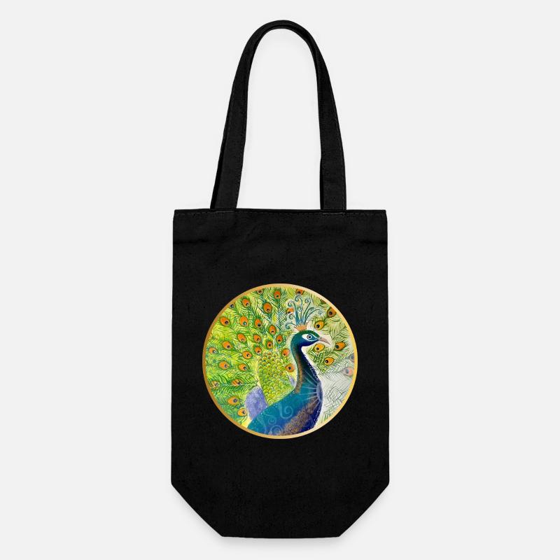 Prächtiger Pfau mit Krone - Geschenkbeutel für Flaschen - Schwarz