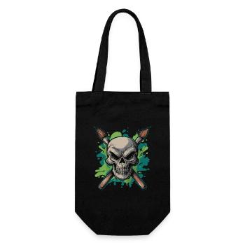 Skull and crossed brushes - Gift Bag for Bottles - black - Front