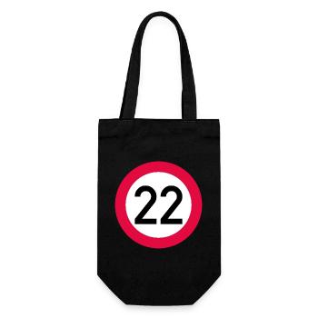 22. Geburtstag Achtung! Verkehrsschild 22 Km/h - Geschenkbeutel für Flaschen - Schwarz - Vorne