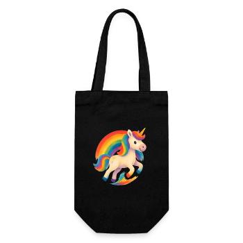 Regenbogen Unicorn Tanz - Geschenkbeutel für Flaschen - Schwarz - Vorne