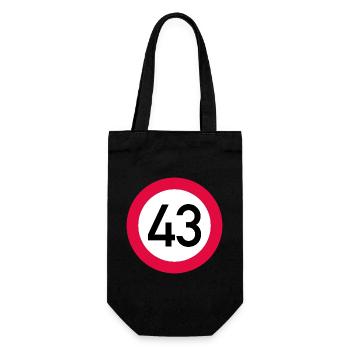 43rd birthday Attention! Traffic sign 43 Km/h - Gift Bag for Bottles - black - Front