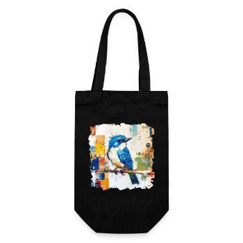 Blauer Vogel im Farbblock-Abstract - Geschenkbeutel für Flaschen - Schwarz - Vorne