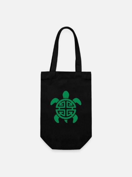 Geometrische Glück Schildkröte Muster Grün - Geschenkbeutel für Flaschen - Schwarz