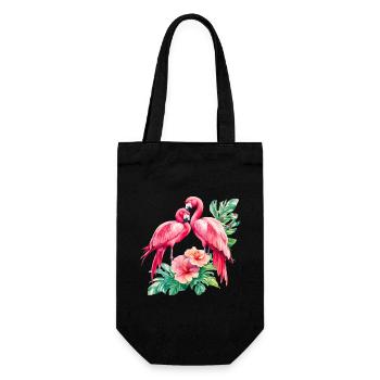 Flamingo Love Duet in the Tropical Forest - Gift Bag for Bottles - black - Front