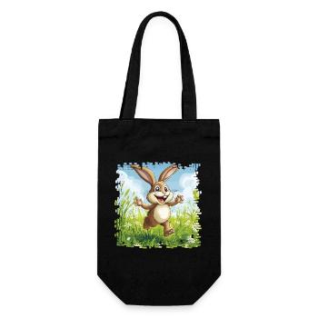 Cheerful bunny in spring meadow - Gift Bag for Bottles - black - Front