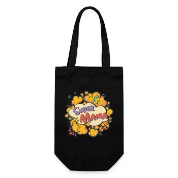 Super Mama Comic Explosion - Geschenkbeutel für Flaschen - Schwarz - Vorne