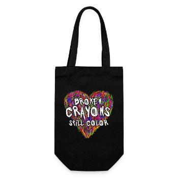 Broken Crayons Still Color Mental Health Awareness - Gift Bag for Bottles - black - Front