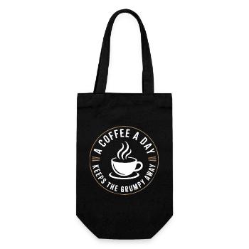 A Coffee A Day Keeps The Grumpy Away - Geschenkbeutel für Flaschen - Schwarz - Vorne