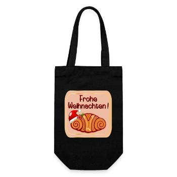 Frohe Weihnachten Hamburg Franzbrötchen - Geschenkbeutel für Flaschen - Schwarz - Vorne