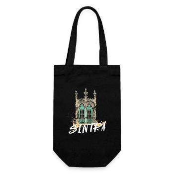Manueline window Sintra illustration Portugal - Gift Bag for Bottles - black - Front