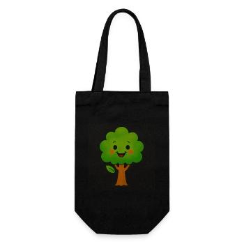 Cute Cartoon Tree – Funny Nature Motif for - Gift Bag for Bottles - black - Front