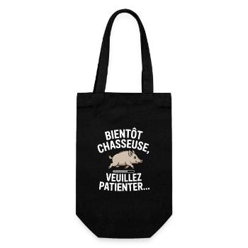 Bientôt chasseuse veuillez patienter - Sac à bouteille - noir - Devant