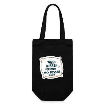 Mein Kissen versteht mich besser als du 💤 - Geschenkbeutel für Flaschen - Schwarz - Vorne