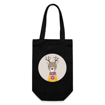 Deer Circle Heart Scandinavian Kids Nordic - Gift Bag for Bottles - black - Front