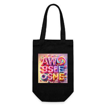Candy Schriftzug Awesome - Geschenkbeutel für Flaschen - Schwarz - Vorne