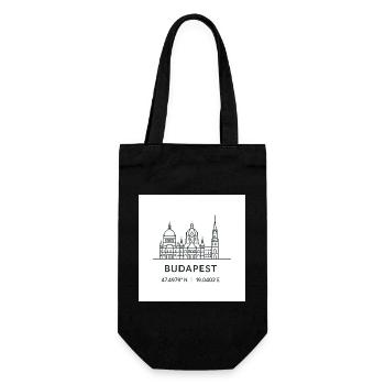 Budapest Linienkunst Silhouette Wahrzeichen - Geschenkbeutel für Flaschen - Schwarz - Vorne