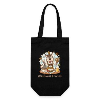Weißwurstwolf Kochheld Bavarian - Geschenkbeutel für Flaschen - Schwarz - Vorne