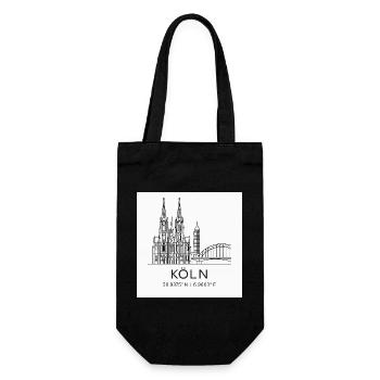 Köln Linienkunst Silhouette Wahrzeichen - Geschenkbeutel für Flaschen - Schwarz - Vorne