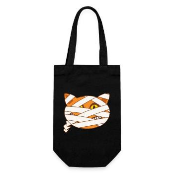 Chat Momie Halloween dessin BD Drôle et Effrayant - Sac à bouteille - noir - Devant