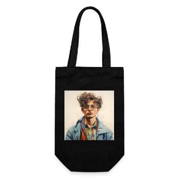 Wasserfarben Porträt Brille Jacke - Geschenkbeutel für Flaschen - Schwarz - Vorne