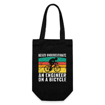 Unterschätzen Sie niemals einen Ingenieur auf einem Fahrradhemd - Geschenkbeutel für Flaschen - Schwarz - Vorne