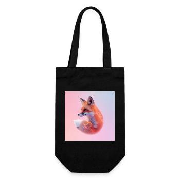 Pastel geometric neon fox - Gift Bag for Bottles - black - Front