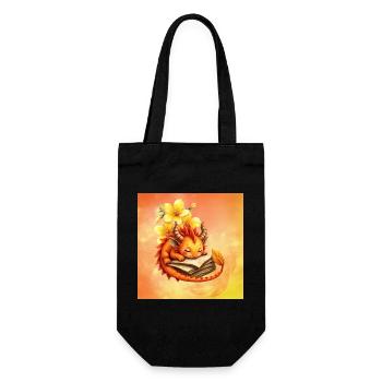 Dragon endormi sur livre fleuri - Sac à bouteille - noir - Devant