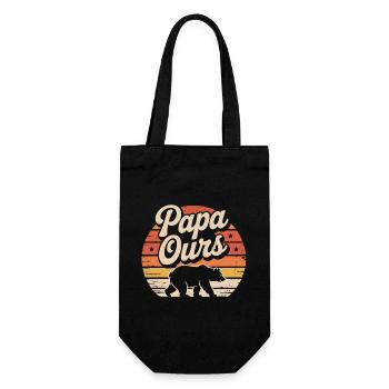 Papa Ours au coucher soleil - Geschenkbeutel für Flaschen - Schwarz - Vorne