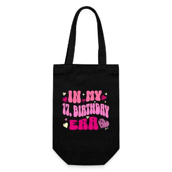 In My 17th Birthday Era Retro Heart Design - Gift Bag for Bottles - black - Front